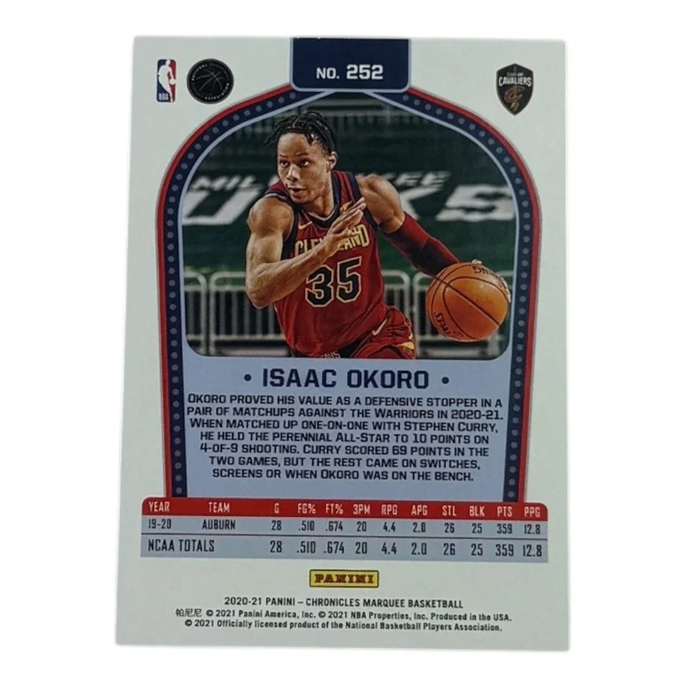 2020 2021 Panini Chronicles Marquee Isaac Okoro Rookie Card Cleveland‎ Cavaliers